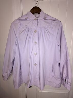 VTG 1960s Bistro Lavender Smock Jacket True Mod Swing Rain Coat Funnel Neck XL